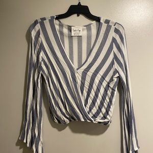 Adorable Flowy White and Blue Stripe Blouse, Worn Once, Size M